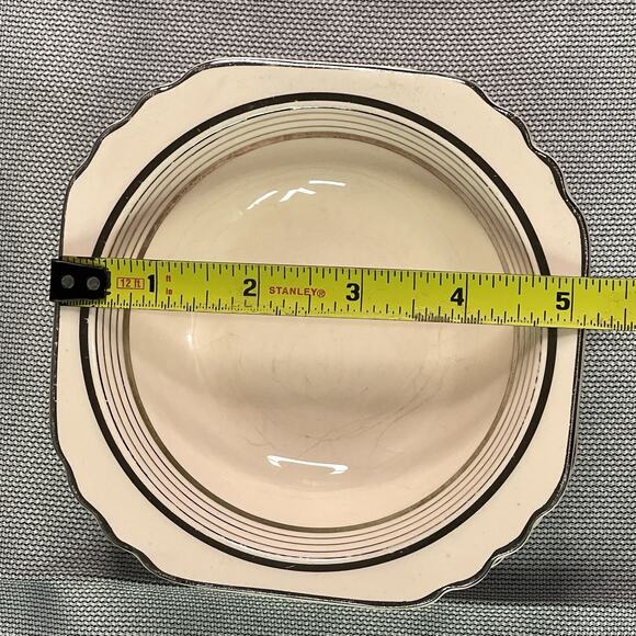 Limoges Peach Blo Ritz Platinum Dessert Bowls Seabring Ohio 7 Pieces Vintage - Picture 5 of 5